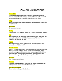Pagan Dictionary