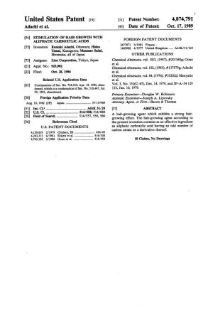United States Patent (19) 11 Patent Number: 4,874,791 Adachi Et Al