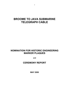 Broome to Java Submarine Telegraph Cable
