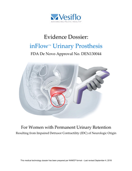 Inflow™ Urinary Prosthesis FDA De Novo Approval No
