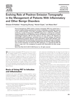 Evolving Role of Positron Emission Tomography in the Management Of