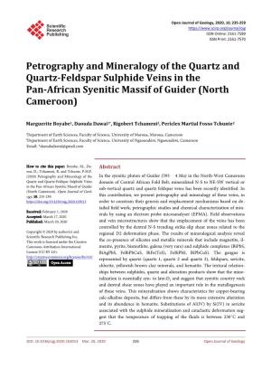 Petrography and Mineralogy of the Quartz and Quartz-Feldspar Sulphide Veins in the Pan-African Syenitic Massif of Guider (North Cameroon)