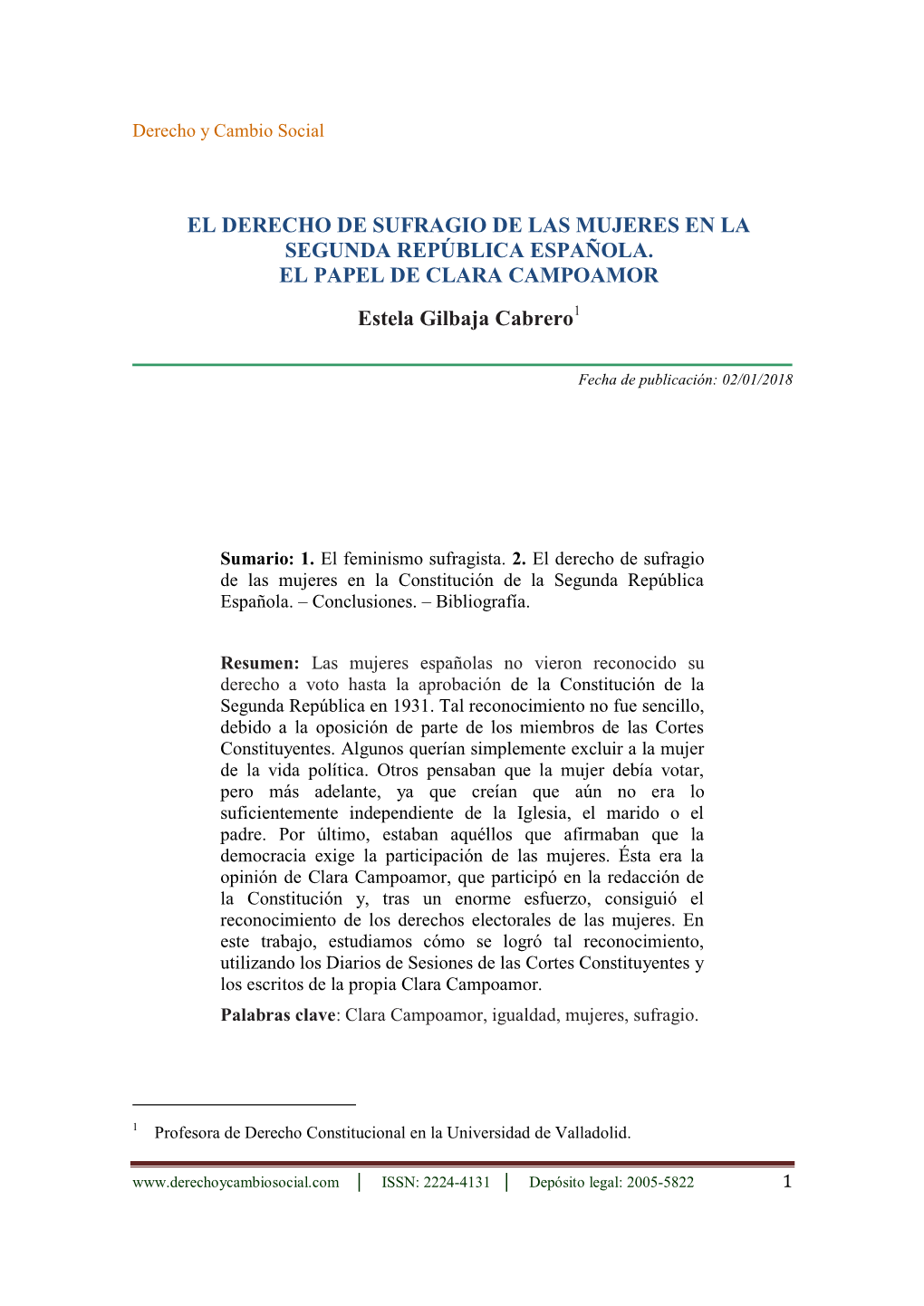 El Derecho De Sufragio De Las Mujeres En La Segunda República Española