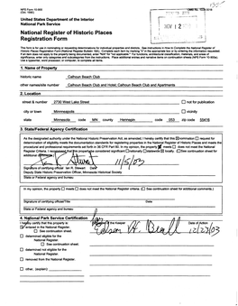 NOV I 2 National Register of Historic Places Registration Form