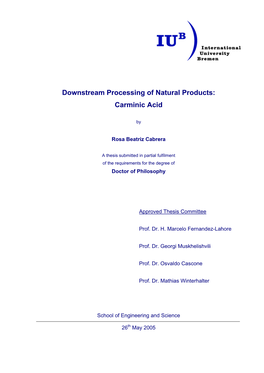 Downstream Processing of Natural Products: Carminic Acid