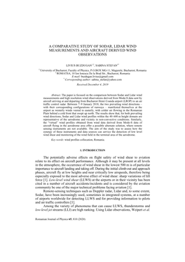 A Comparative Study of Sodar, Lidar Wind Measurements and Aircraft Derived Wind Observations