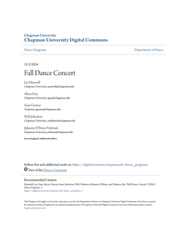 Fall Dance Concert Liz Maxwell Chapman University, Maxwell@Chapman.Edu