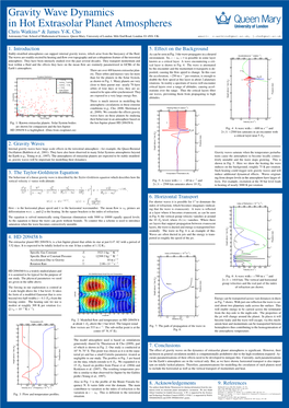 Chris Watkins* & James Y-K. Cho 1. Introduction 2. Gravity Waves 3. the Taylor-Goldstein Equation 4. HD 209458 B 5. Effect O