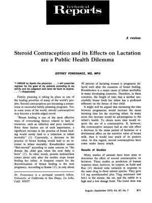 Steroid Contraception and Its Effects on Lactation Are a Public Health Dilemma