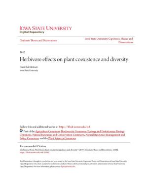 Herbivore Effects on Plant Coexistence and Diversity Brent Mortensen Iowa State University