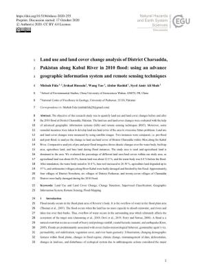Land Use and Land Cover Change Analysis of District Charsadda