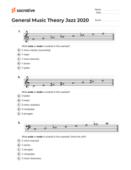 General Music Theory Jazz 2020 Score