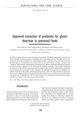 Improved Extraction of Prolamins for Gluten Detection in Processed Foods