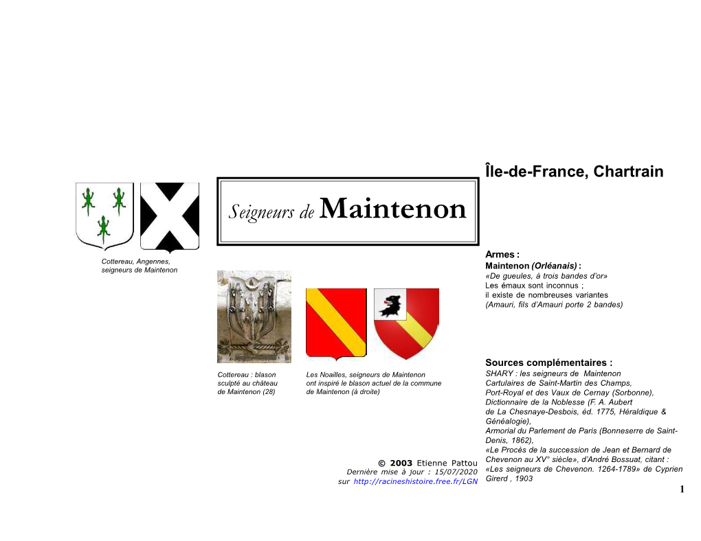 Seigneurs De Maintenon