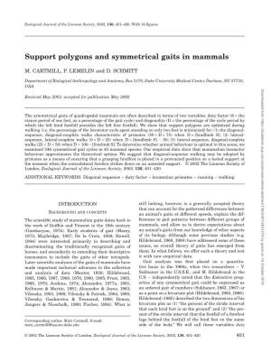 Cartmill Et Al 2002 Support Polygons and Symmetrical Gaits in Mammals