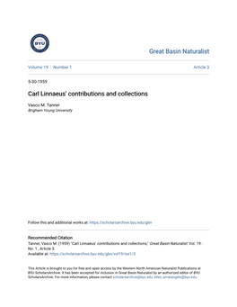 Carl Linnaeus' Contributions and Collections