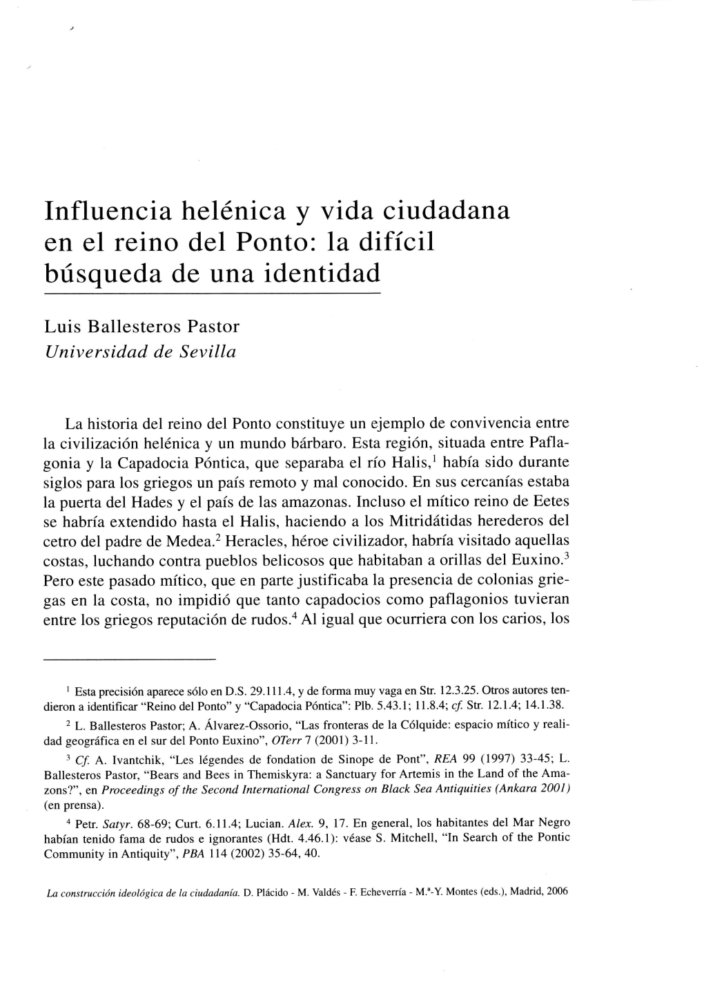 Influencia Helénica Y Vida Ciudadana En El Reino Del Ponto: La Difícil Búsqueda De Una Identidad