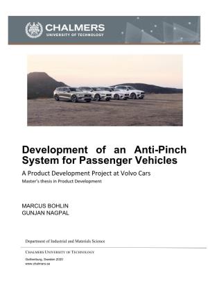 Development of an Anti-Pinch System for Passenger Vehicles