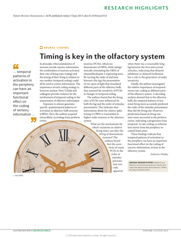 Neural Coding: Timing Is Key in the Olfactory System