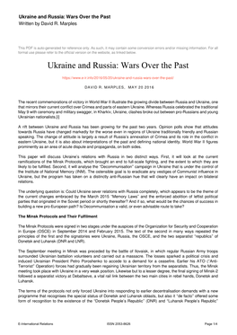 Ukraine and Russia: Wars Over the Past Written by David R