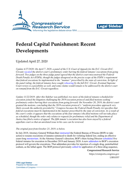 Federal Capital Punishment: Recent Developments
