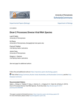Dicer-2 Processes Diverse Viral RNA Species
