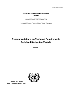 Recommendations on Technical Requirements for Inland Navigation Vessels