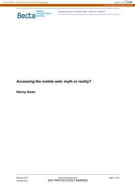 Accessing the Mobile Web: Myth Or Reality?
