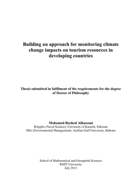 Building an Approach for Monitoring Climate Change Impacts on Tourism Resources in Developing Countries