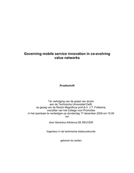 Governing Mobile Service Innovation in Co-Evolving Value Networks