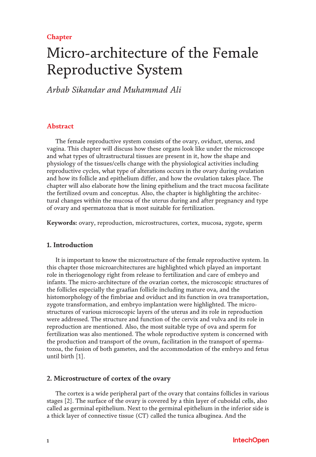 Micro-Architecture of the Female Reproductive System Arbab Sikandar and Muhammad Ali