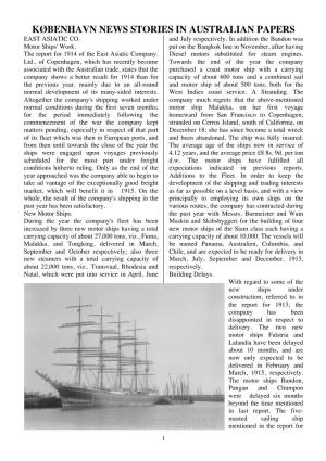 København News Stories in Australian Papers East Asiatic Co