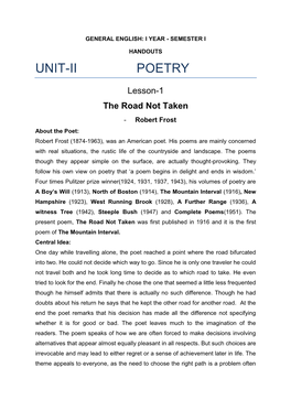 Unit-Ii Poetry
