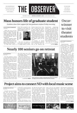 Mass Honors Life of Graduate Student Nearly 100 Seniors Go on Retreat