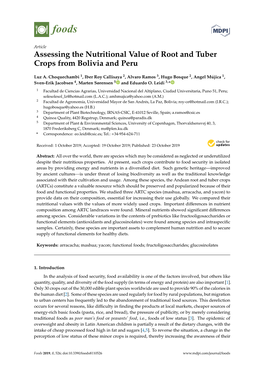 Assessing the Nutritional Value of Root and Tuber Crops from Bolivia and Peru