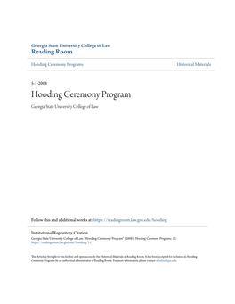Hooding Ceremony Programs Historical Materials