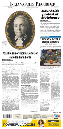 Possible Son of Thomas Jefferson Called Indiana Home by BREANNA COOPER Breannac@Indyrecorder.Com