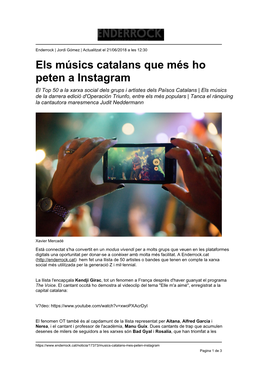 Els Músics Catalans Que Més Ho Peten a Instagram