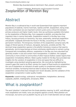 Zooplankton of Moreton Bay