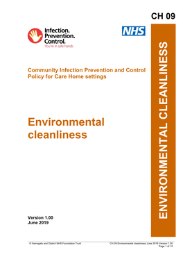 Community Infection Prevention and Control Policy for Care Home Settings