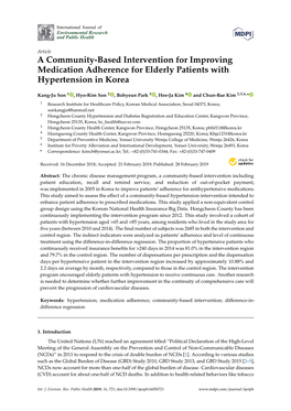 A Community-Based Intervention for Improving Medication Adherence for Elderly Patients with Hypertension in Korea