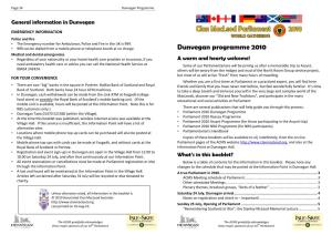 Parliament 2010 Dunvegan Programme • Dunvegan Taxis 01470 521560 (Within the Village)