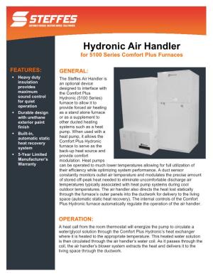 Hydronic Air Handler for 5100 Series Comfort Plus Furnaces