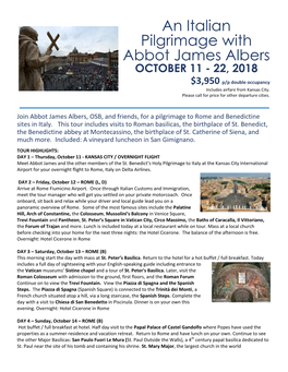 An Italian Pilgrimage with Abbot James Albers