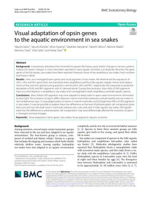 Visual Adaptation of Opsin Genes to the Aquatic Environment in Sea Snakes