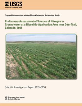 Preliminary Assessment of Sources of Nitrogen in Groundwater at a Biosolids- Application Area Near Deer Trail, Colorado, 2005
