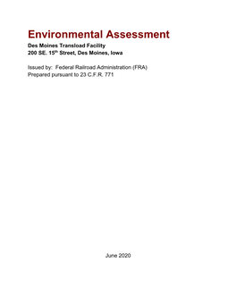 Environmental Assessment Des Moines Transload Facility 200 SE