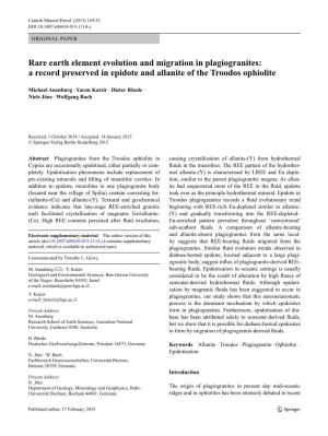 Rare Earth Element Evolution and Migration in Plagiogranites: a Record Preserved in Epidote and Allanite of the Troodos Ophiolite