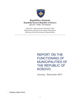 Report on the Functioning of Municipalities of the Republic of Kosovo