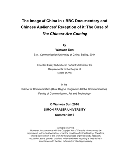 The Image of China in a BBC Documentary and Chinese Audiences’ Reception of It: the Case of the Chinese Are Coming